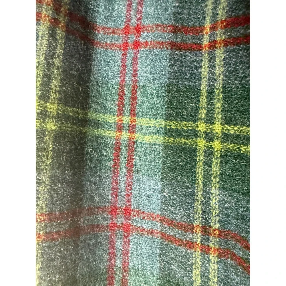 Vintage Plaid Wool Blend Mini Skirt Blue Green Red Tartan A-Line Academic 16